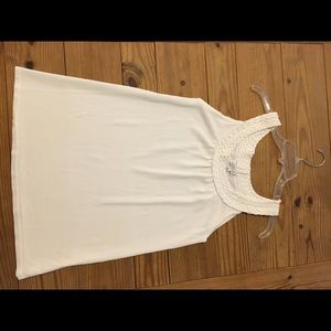 Woven white collar tank top
